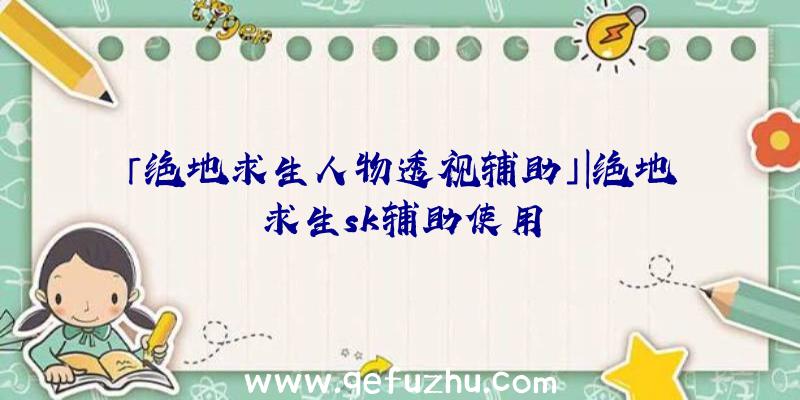 「绝地求生人物透视辅助」|绝地求生sk辅助使用